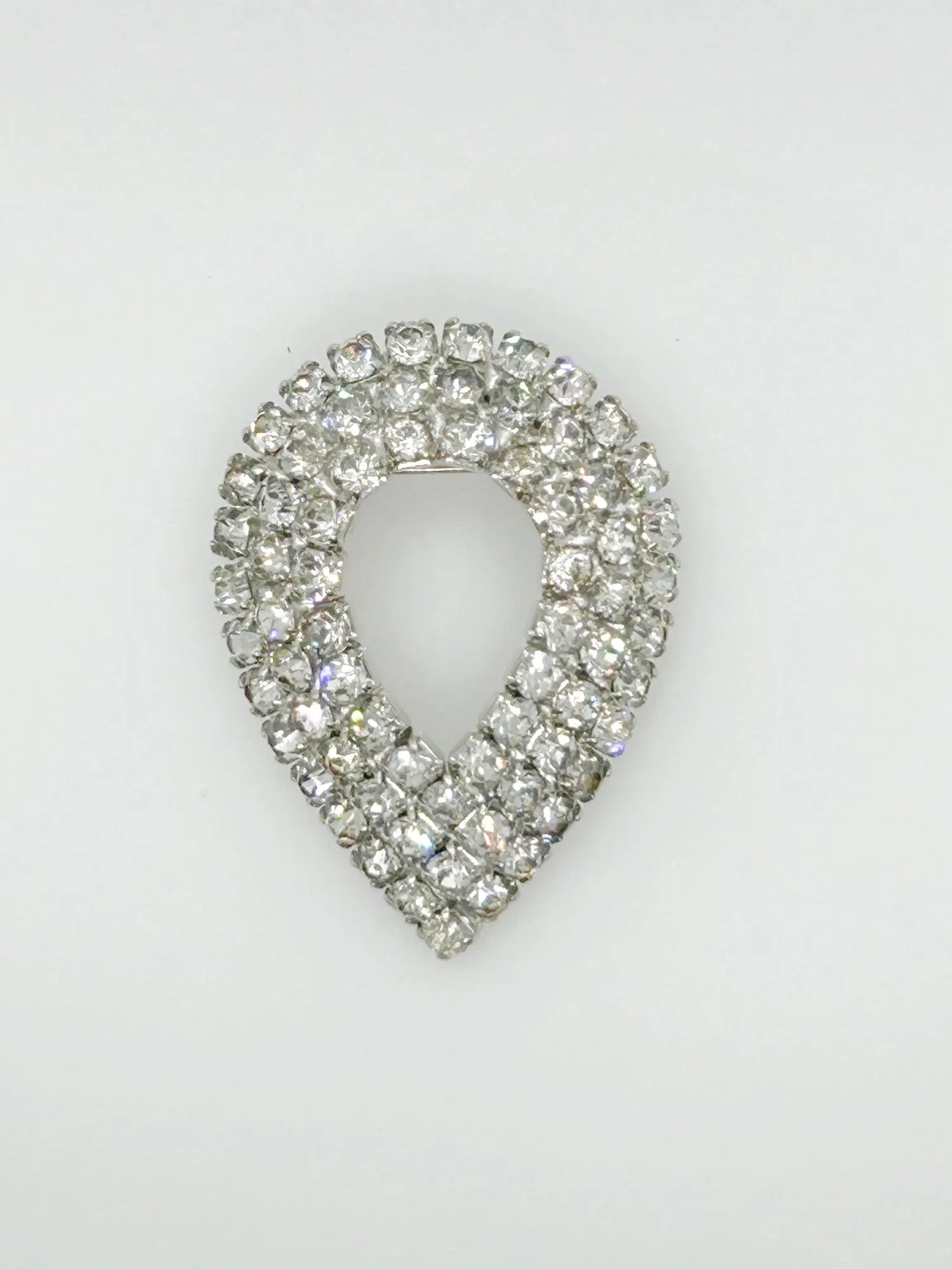 Vintage Layered Rhinestone Teardrop Brooch