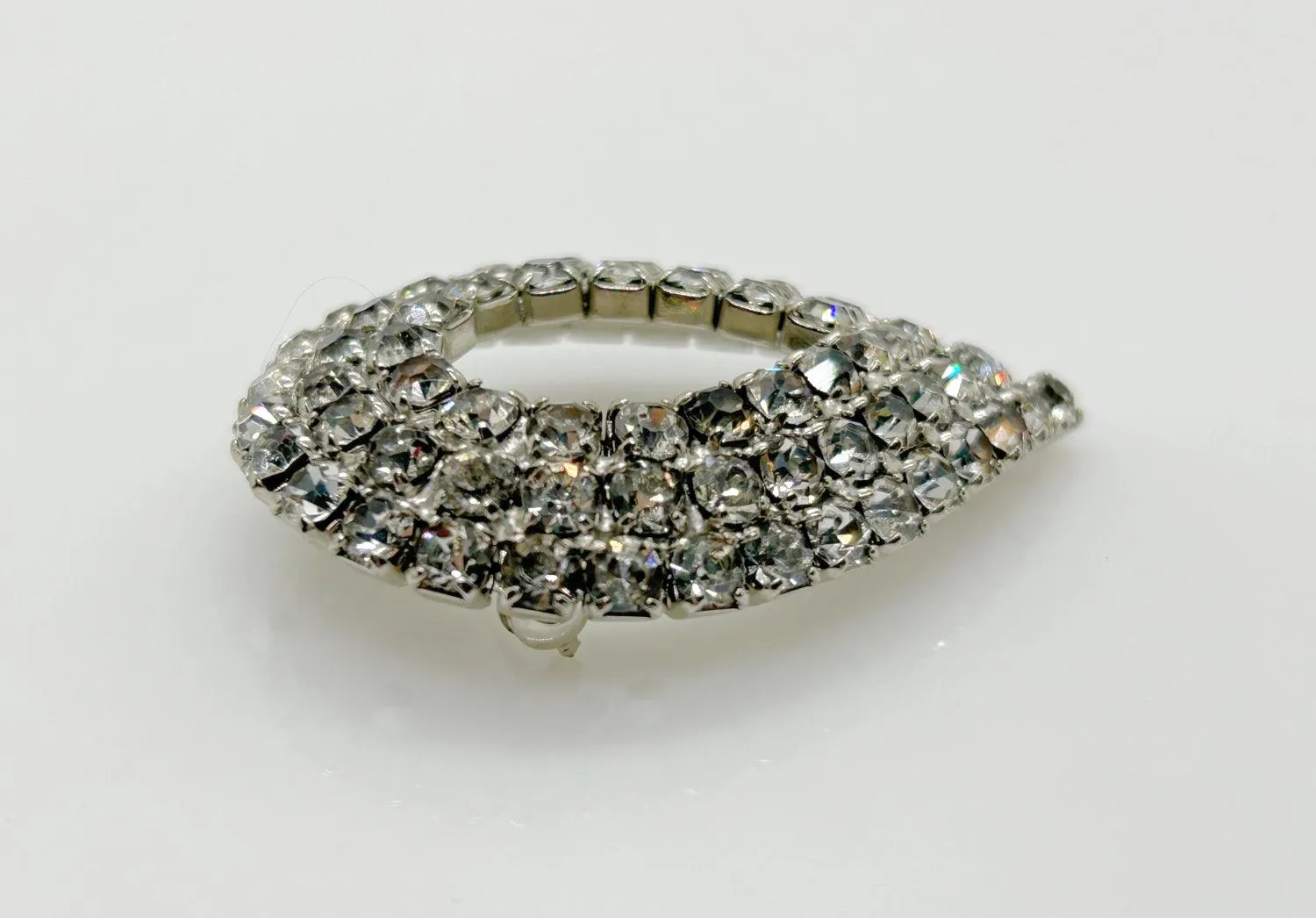 Vintage Layered Rhinestone Teardrop Brooch