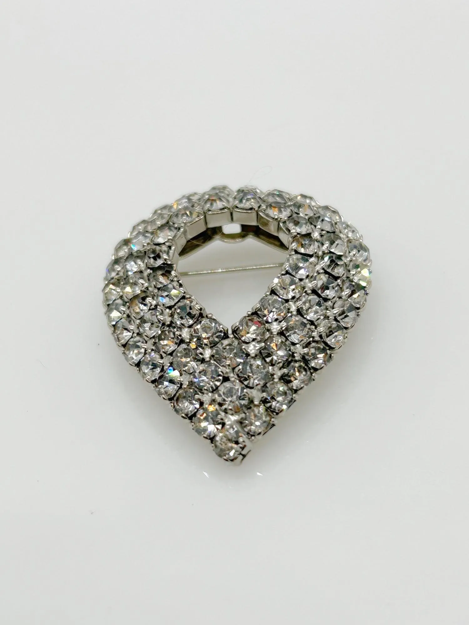 Vintage Layered Rhinestone Teardrop Brooch