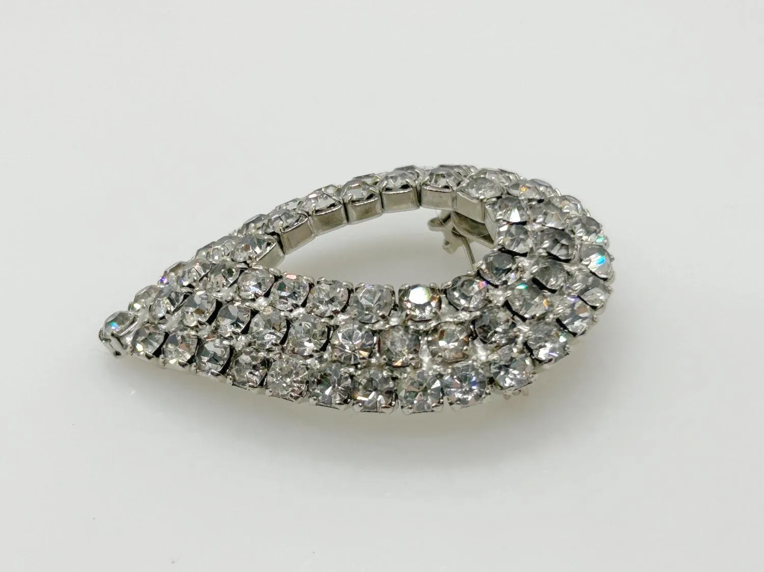 Vintage Layered Rhinestone Teardrop Brooch