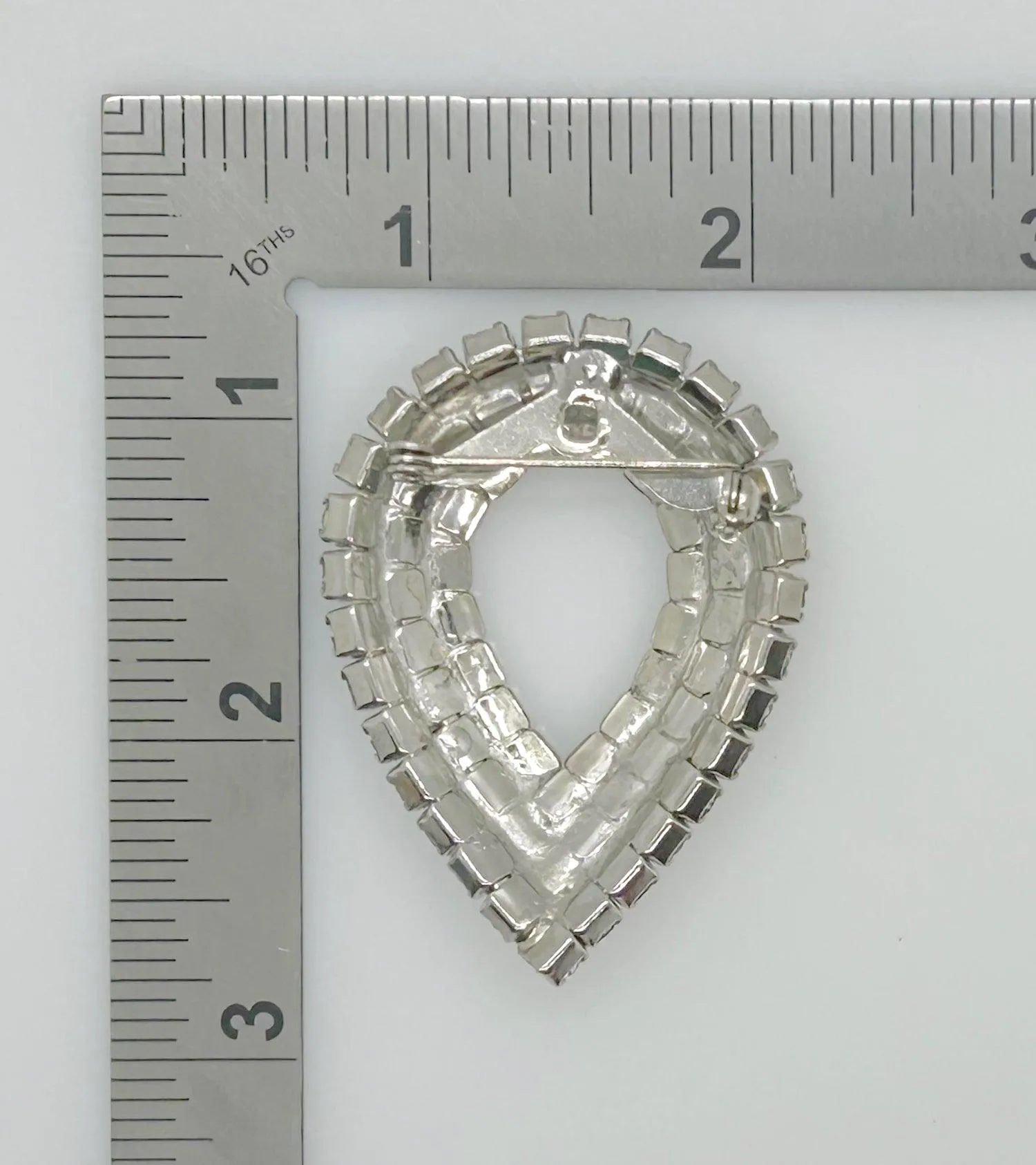 Vintage Layered Rhinestone Teardrop Brooch