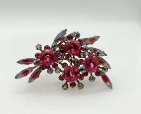 Vintage Pink Abstract Floral Layered Brooch