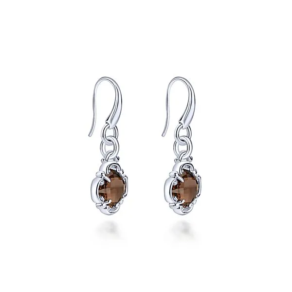 Vintage Silver Drop Smoky Quartz Earrings