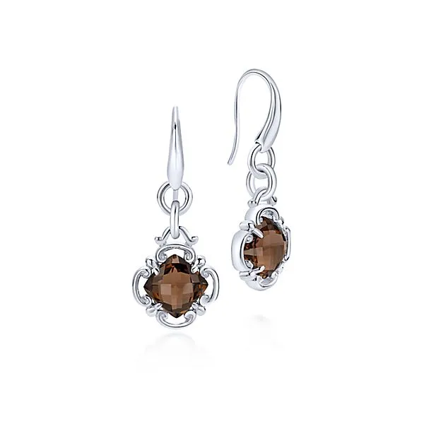 Vintage Silver Drop Smoky Quartz Earrings