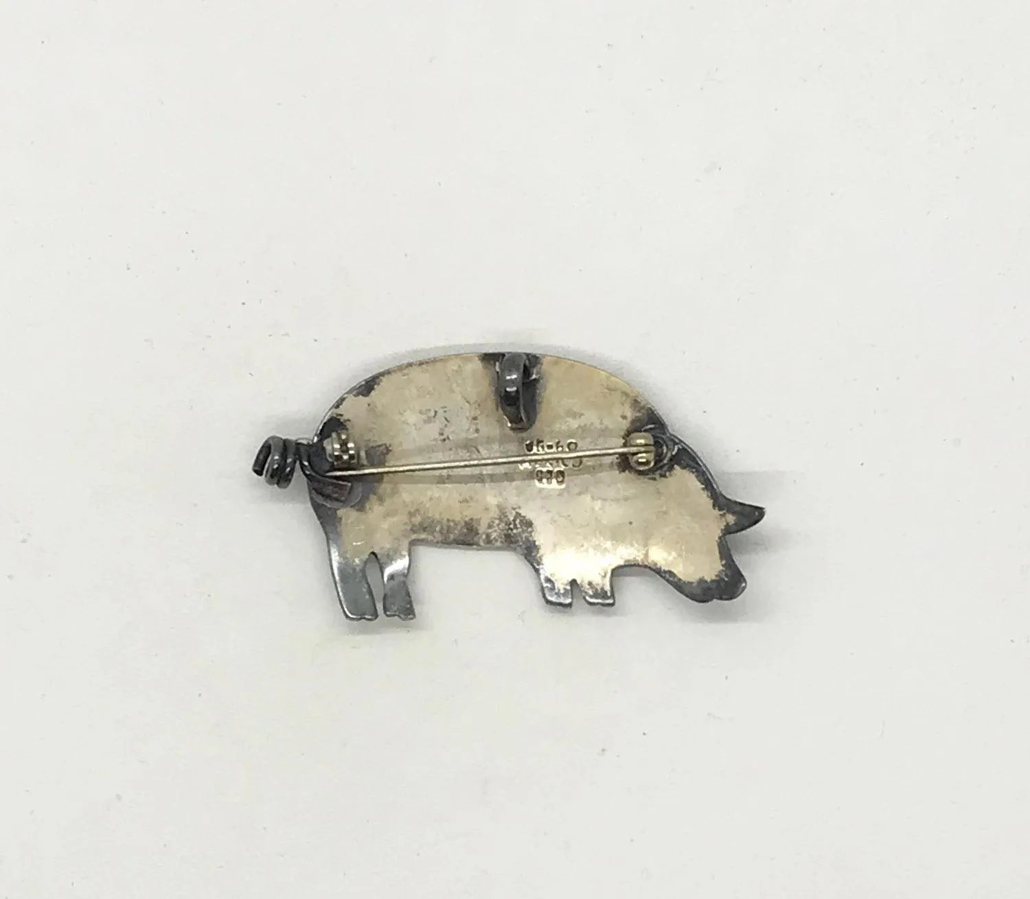 Vintage Sterling Silver Mexico Pig Brooch