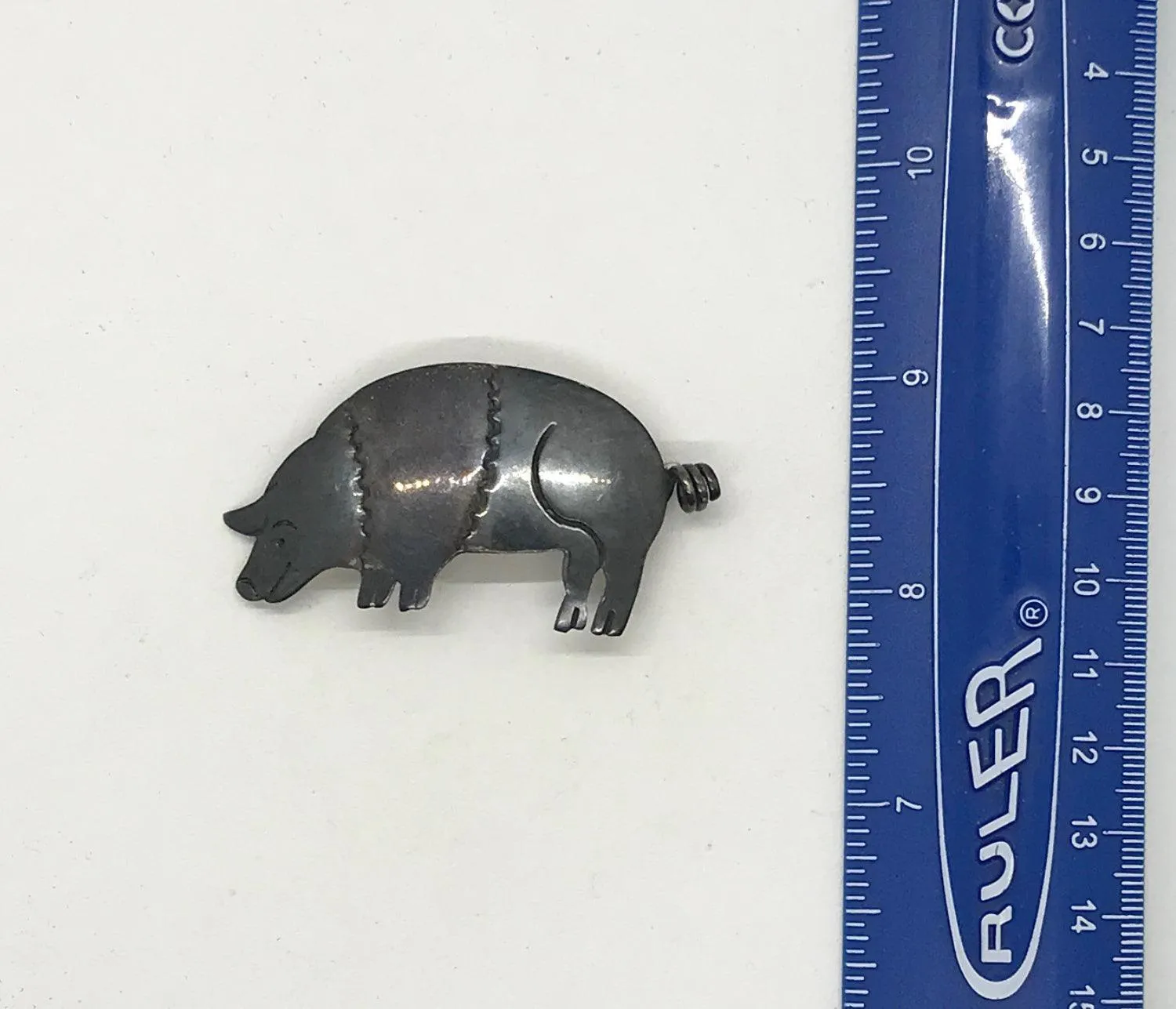 Vintage Sterling Silver Mexico Pig Brooch