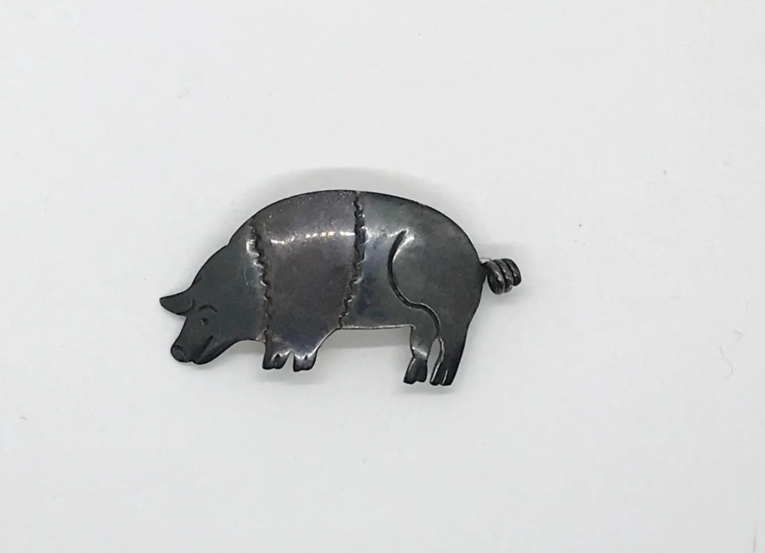 Vintage Sterling Silver Mexico Pig Brooch