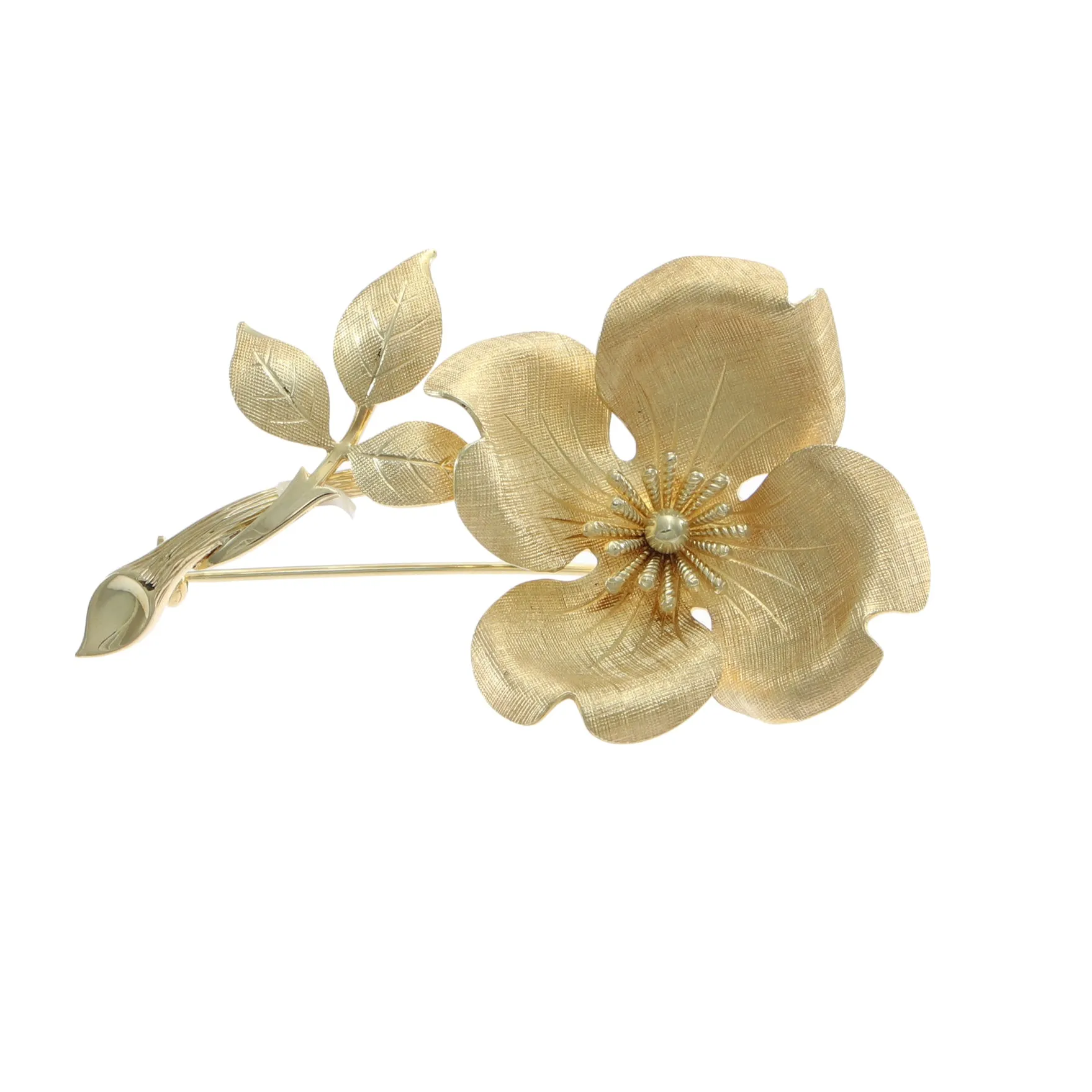 Vintage Tiffany & Co. Large Flower Brooch Pin 14k Yellow Gold 57x37mm 12g