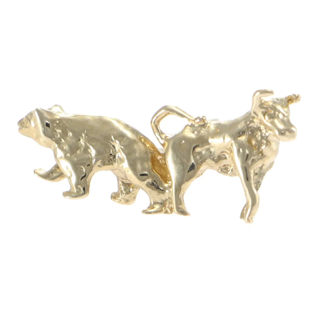 Vintage Tiffany & Co. Save The Bull and Bear Tie Pin 14k Yellow Gold -No Back