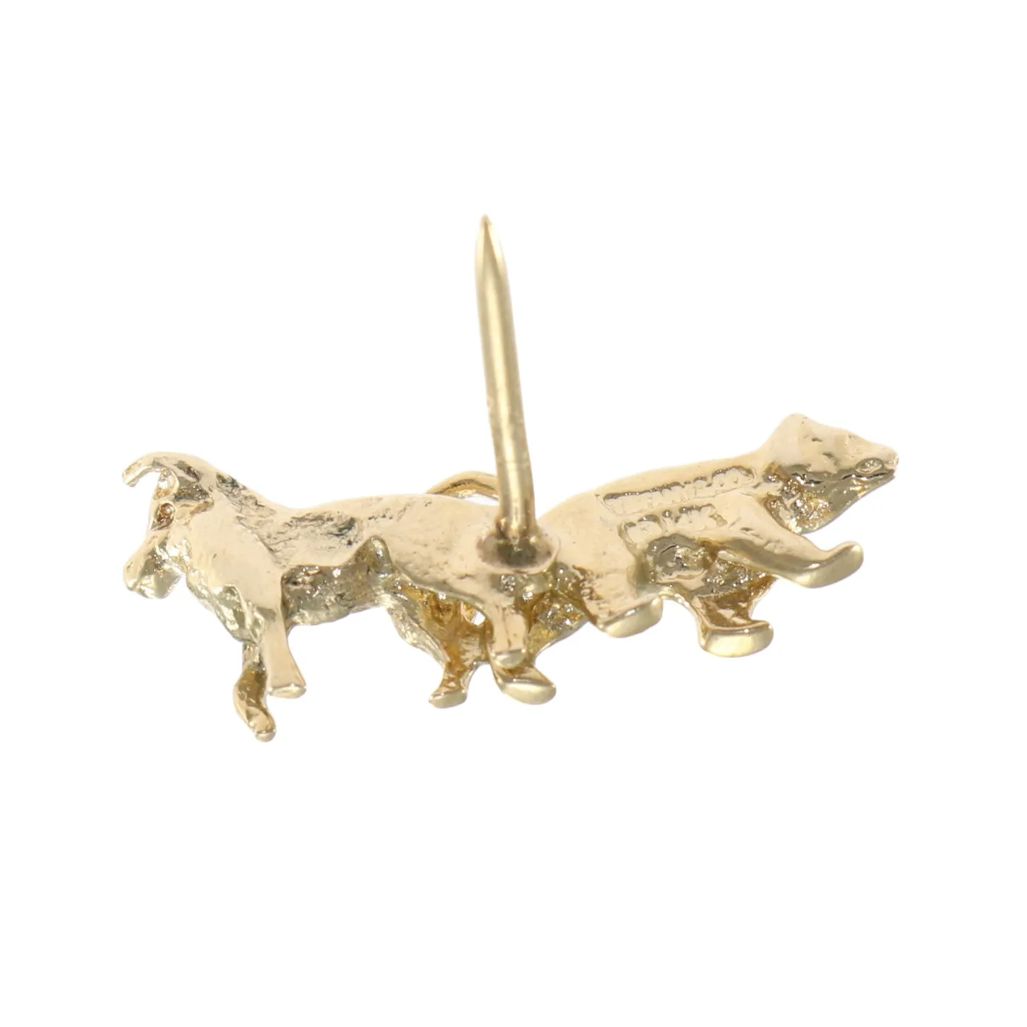 Vintage Tiffany & Co. Save The Bull and Bear Tie Pin 14k Yellow Gold -No Back