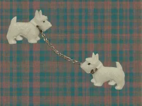 Vintage Tilco Double White Terrier Scottie Brooch