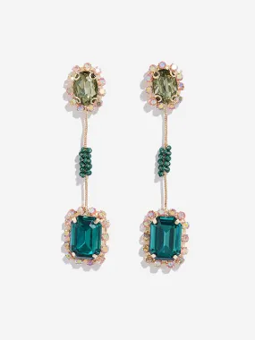 Westside Accessories Green Multi Stone Long Earrings