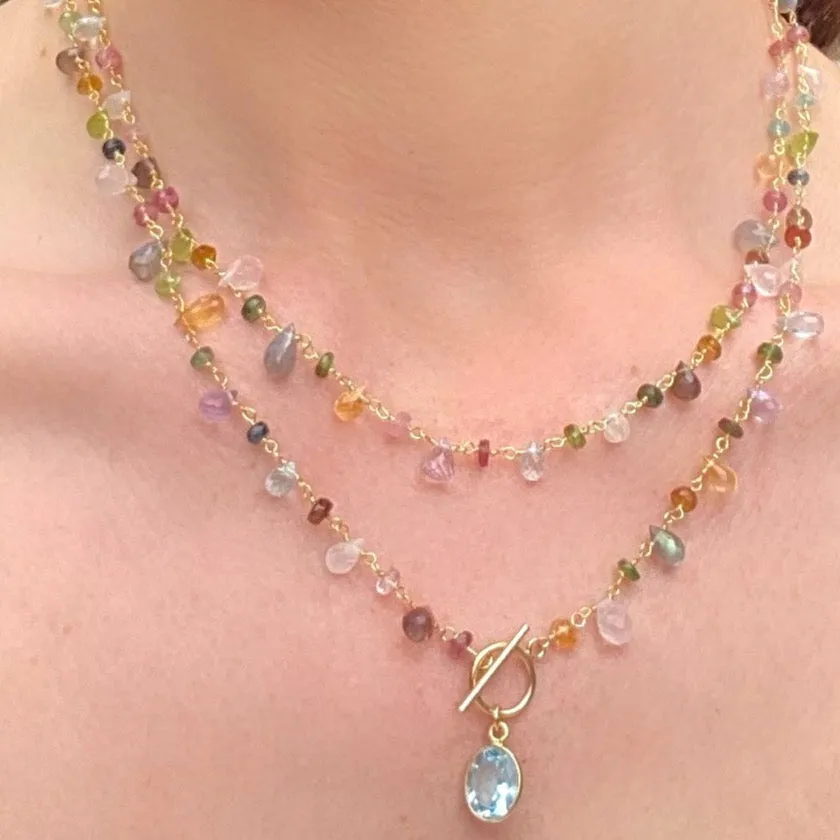 Wildflower Toggle Necklace-Pink Topaz