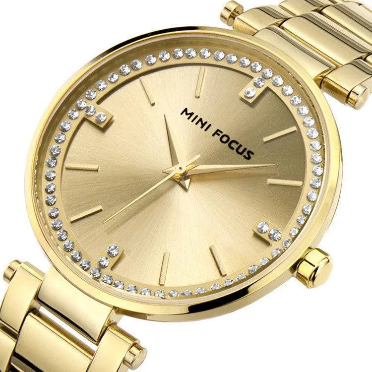 Women's Quartz Diamond Movement Calendar Waterproof Watch