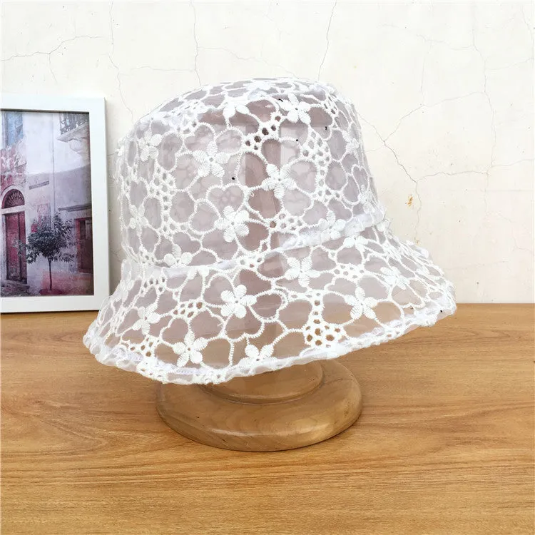 Women's summer lace flower sun hat fisherman hat hollow shape pot hat