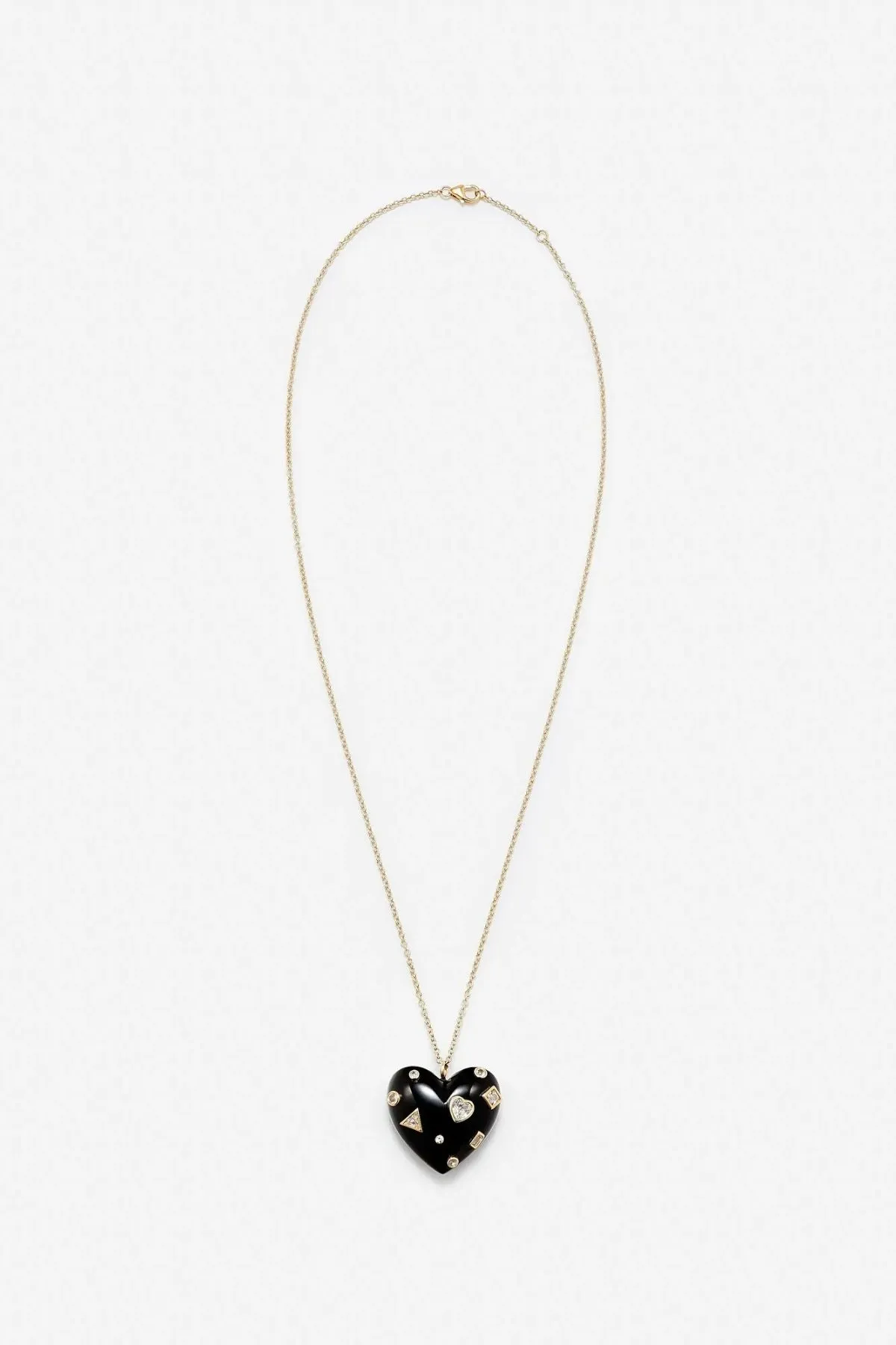 Yvonne Léon Confetti Heart Onyx Necklace - Yellow Gold